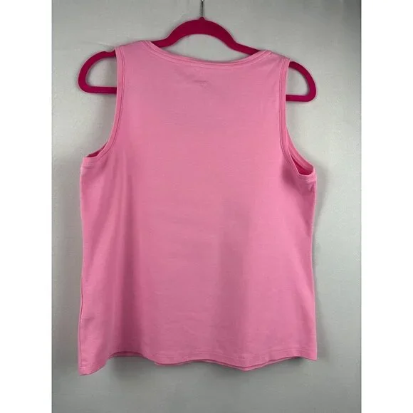 Isaac Mizrahi Live! Pink Sleeveless Tank Top Womens M Cotton Blend - Picture 4 of 6